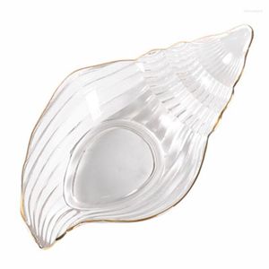 Plates Creative Phnom Penh Clear Glass Dessert Plate Scallops Starfish Marine Series Fruit Cake Dish Salad Bowl Kitchenware