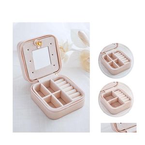 Storage Bags Portable Mini Jewelry Box Organizer Pu Leather Travel Case Display Rings Earrings Necklace Boxes Vtky2141 Drop Delivery Dht9Z