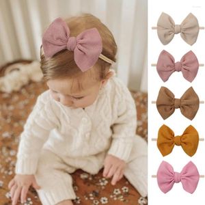 Hair Accessories 2023 Classical 4.5" Textured Rib Tied Style Bow Headband Tiny Nylon Bands Exquisite Handmade