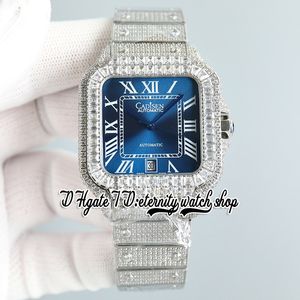 SF tw0013 Paved Diamonds M8215 Automatic Mens Watch Iced Out Big Diamonds Bezel Blue Dial Markers Diamond Steel Bracelet 2023 Super Edition eternity Jewelry Watches