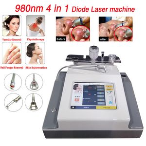 Multifunktionell 4 i 1 980Nm Diod Laser Vaskulär spindel Ven Borttagning Skinföryngring Fysioterapi Beauty Machine