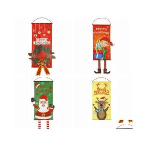 Party Decoration Lovely Merry Christmas Decorations Home Ornaments Hanging Cloth Year Porch Shop Mall Sign Xmas Door Decor Flags Dro Dhqou