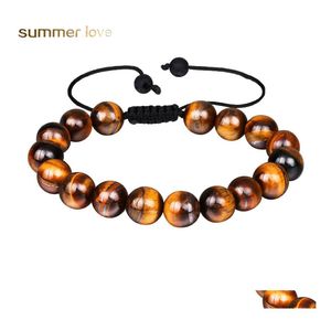 Beaded Strands Tiger Eye Beads Men Bracelet Handmade Rope Braided Natural Stone Bracelets For And Women Custom Design Drop Delivery Otjru