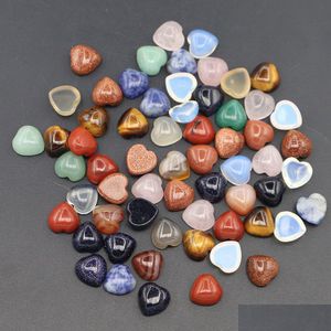 Stone 10mm Natural Heart Shape Cabochon Beads Charm Fashion Jewelry Production Making Earring Brosch Ring Accessories Dro Dhgarden Dhhdi