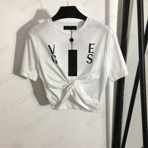 Tops Designer T Shirt Shirt Top Tshirts تصميم معدني من المألوف الخصر قصير الأكمام