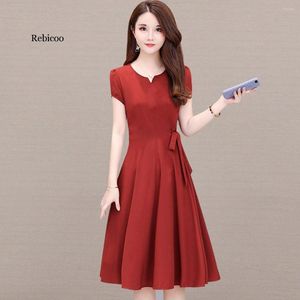 Partykleider Asiatischer Stil Damen Mädchen Solide Kurzarm A-Linie Kleid Damen Kleidung Lässig Sommer Minu Size Sommerkleid