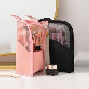 Scatole portaoggetti Borsa per pennelli da trucco da viaggio Organizzatore cosmetico portatile antipolvere Custodia stand-up impermeabile Articoli da toeletta con cerniera