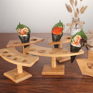 Sushi Tools Cone Holder Ice Cream Stand Rack Display Roll Food Hand Party Waffle Per Cupcake Coni giapponesi Porta popcorn in legno 230201