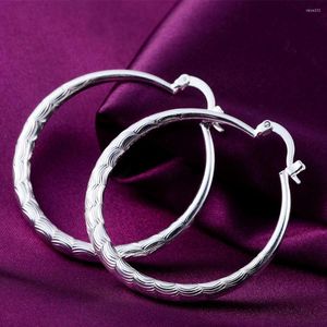 Hoop Earrings 925 Sterling Silver 40mm Fine For Women's Luxury Fashion Engagement Party Gift Jewelry