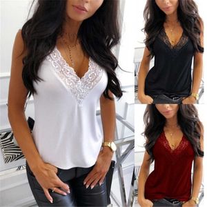 Damen Tanks Camis Frauen Spitze Chiffon Tank Top Sommer Ärmellos V-Ausschnitt Spitze Sexy Tops Rückenfreie Cami Party T-Shirts Camisole Streetwear Tanks Tee Y2302