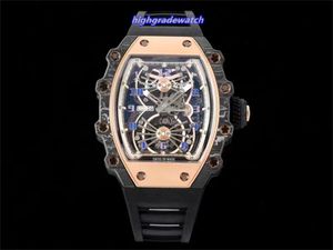 RM56-01 Sapphire Crystal Watch Manual Upper Chain Tourbillon Ruch gumowy pasek Exquipite Craftsmanship Sapphire cudowne zegarki architekta nadgarstka