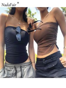 Kvinnors tankar Camis NADAFAIR Strapless Sexy Tops Summer Outfits Women 2022 Backless Off Shoulder Wrap Tubs Female Crop Top Y2302