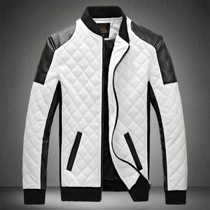 Mens Jackets Patchwork Motorcycle Stand Collar Casual Leather Fashion Slim Moto Bike PU Winter Plus Size 5XL 230131