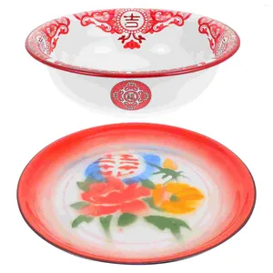 Bowls 2 Chinese Bowl Large Basin Vintage Enamelware Serving Platter Trays For Pasta Soup Fruit Washing