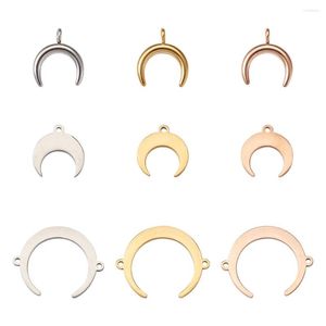 Pendant Necklaces 1Box Stainless Steel Crecent Moon Pendants Necklace Bracelet Links Connectors Charms For Jewelry Making DIY Earrings