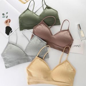 Camisoles Tanks Cotton Threaded Yoga Topps Full Cup Wire Free Sleeping Bralette Seamless Bra Tube Top Camisole