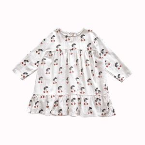 Ragazza 3-8 anni Cute Baby Cotton Kids Cherry Pinting Dress per New Style Girls Abiti casual larghi # 8551 0131