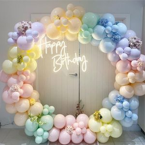 Inne imprezy imprezowe 182PCS pastelowy różowy makaron kolor balon girland Matowe tęczowe balony Arch Birthday Wedding Dekoracja Baby Shower Decor 230131