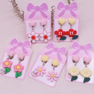 Backs Earrings Elegant Rainbow Cute Flowers Clip On For Kids Girls Jewelry No Pierced Children Earring Gifts 1PR
