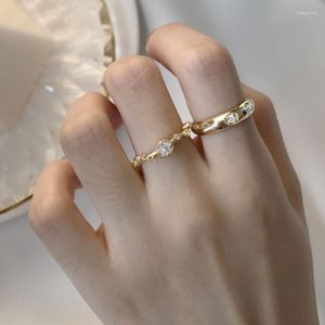 Cluster-Ringe 2 teile/satz 925 Silber Gerade Zweig Textur Paar Ring Gold Verlobung Braut Hochzeit Versprechen Mit CZ Zirkon Für Männer und Frauen