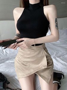 Women's Tanks Sexy Tank Top Solid Halter Crop Tops Women Summer Camis Turtleneck Camisole Fashion Casual Tube Female Sleeveless Cropped Vest