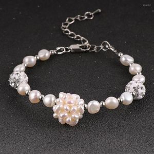 Strand Fashion Women Białe różowe fioletowe perły słodkowodne Bransoletka Bransoletka Naturalna perłowa klaster Braceletów na przyjęcie weselne