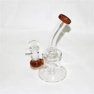 Hookahs Glass Bong Water Pipes 7 Inch Dab Rig Painted cartoon characters With 14mm male herb bowl quartz banger nail