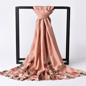 Scarves Women Wool Scarf Wedding 2023 Brand Embroidery Shawls And Wraps For Ladies Bride Bridesmaid Pashmina Winter