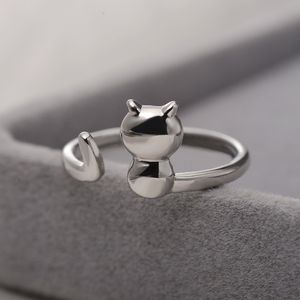 Moda Women Rings Finger Pet Cat Design Open Copper Copper Minimalist Ring Wedding Party Ajuste Jewelry Gift