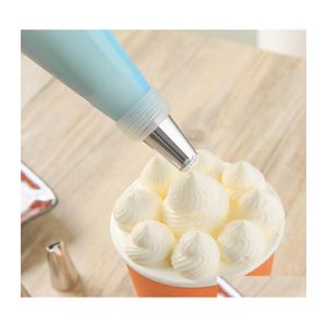 Baking Pastry Tools 8Pcs/Set Sile Bag Stainless Steel Cake Nozzle Diy Icing Pi Cream Decorating Tips Fondant Drop Delivery Home Ga Dhgq7