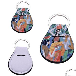 Keychains colhedores 2022 Novo sublima￧￣o DIY Blank Neoprene Materials Sinitizador de m￣o Bottle ER Designer Kichain Lover Car Key Ring Dhx9Z