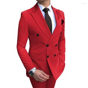 Abiti da uomo Slim Abito da uomo doppio petto Abito da sposo per matrimonio Stile moda Smoking Blazer maschile Formale Elegante 2 pezzi Giacca Pantaloni Costume