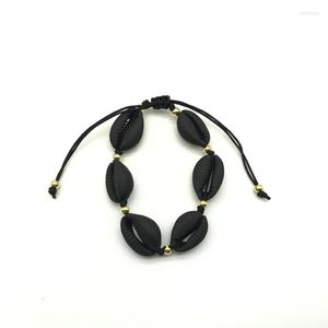 Bangle 5pcs/lot Bohemian Beach Shell Good Quality Spray Paint Black Cowrie Rope Bracelets Handcraft