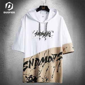 Erkek Tişörtleri Yeni Yaz Süper Ateş Kapşonlu Tshirts Erkekler Kısa Kollu Hip Hop Moda Boy Tee Tesli Erkekler Patchwork Street Giyim Harajuku Hoodies y2302