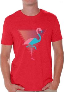Herr t-skjortor besvärliga stilar flamingo party t-shirt vintage tshirt 2023 sommar cool tee andas bomull kort hylsa