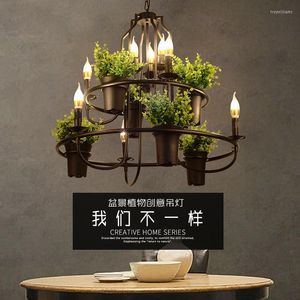 Lampade a sospensione Bonsai Retro Plant Light Clear Bar Green Barbecue Negozio Personalità Finestra Ristorante Decorazione Lampadario