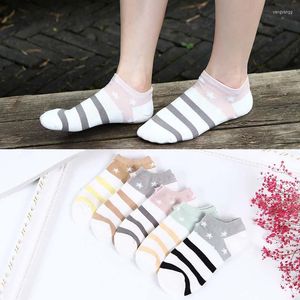 Women Socks Candy Color Basic Ladies Casual Cute Striped Boat Short Ankle And Low-cut