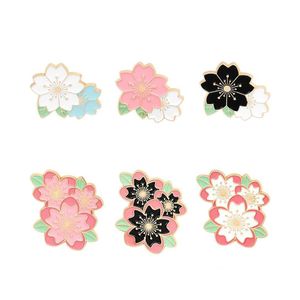 Pinos broches pino de esmalte de flor rosa para mulheres camisa de casaco de moda de demin