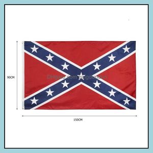 Banner Flags ABD Konfederasyon Bayrağı İki Taraf Baskılı Union Rebel Yıldız Deseni Polyester Afişler Stokta Mallar 5yh H1 Damla Teslimat H OTLJW
