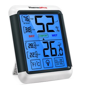 Hushållens termometrar Termopro TP55 inomhus digital termometer Hygrometer Pekskärm Bakgrundsbelysning Fuktighet Temperatur Sensor Väderstation för hem 230201