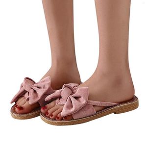 Sandálias femininas moda para senhoras chinelos lisos sólidos bownot sapatos casuais animal house 8766