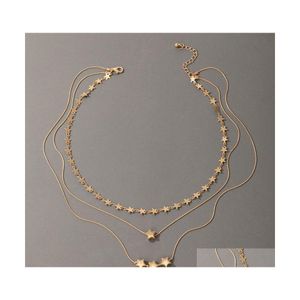 Collane con ciondolo Trendymtilayers 3 strati Stile Boemia Stelle Pendenti Girocollo Collana donna Gioielli regalo 3368 Q2 Drop Delivery Dhend