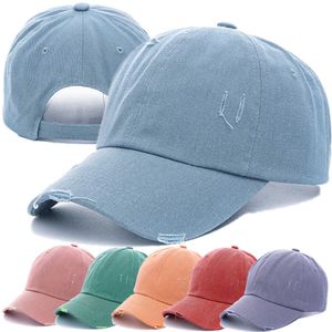 Ball Caps New Streetwear Women Hat Candy Colors Washed Cotton Baseball Cap Высококачественная модная дыра Винтажная женщина G230201