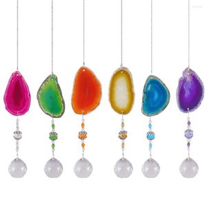 Decorative Figurines Crystal Ball Pendant Colorful Agate Pendants Natural Gem Stone Wind Chimes Ornaments DIY Jewelry Making Necklaces