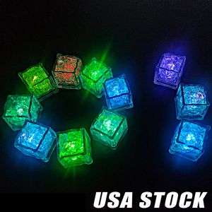 Flash Ice Cube LED Color Luminous in Water nightlight Party wedding Christmas decoration Supply Water activitated Led light up Ice Cubes Nighting Lights 960 Pcs/Lot