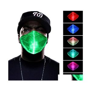 Party Masks DHS Halloween Luminous Mask 7 Colors Glowing Led Face For Christmas Festival Masquerade Rave Drop Delivery Home Garden F Otsiq