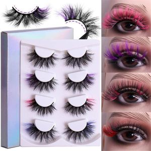 Falsche Wimpern Mix Farbe Cosplay Wimpern Make-up gefärbt Nerz mit