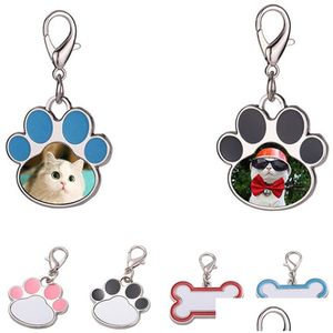 Keychains Lanyards Fashion Thermal Transter Sublimation Blanks Dog Tag Diy Designer Jewelry Bone Cats Claws Pink Black Blue Sier A Dhbqv