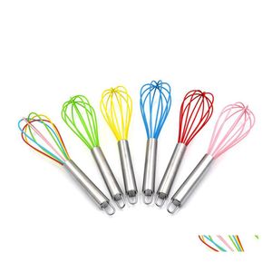 Egg Tools 10 Inch Wire Whisk Stirrer Mixer Beater Color Sile Stainless Steel Handle Household Baking Tool Dh0162 Drop Delivery Home Dhojb