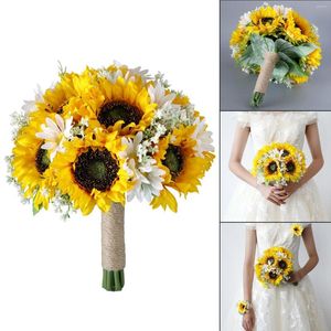 Decorative Flowers Romantic Wedding Bride With Linen Rope Artificial For Ceremony Festival Party Centerpiece Decor